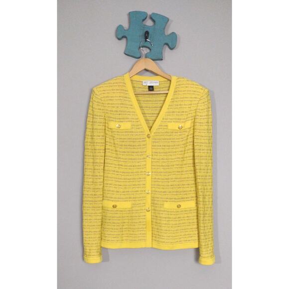 St John Collection Multicolor Yellow Button Front Cardigan Sweater Size 12 - Picture 2 of 16